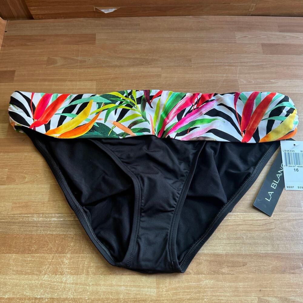 La Blanca Multi Color, Foldover Banded Hipster Bikini size 16